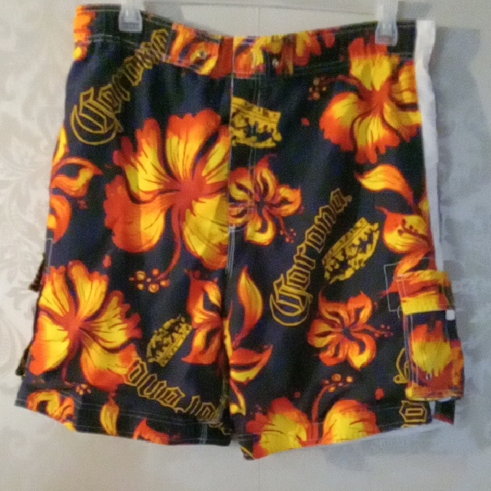Corona Black and Orange Swim Trunks Bold Design